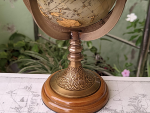 Vintage Style Desktop Globe with Brass Stand Home <b>Office</b> <b>Decor</b> - Product Image 3