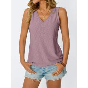 2025เสื้อกล้ามคอวีแขนกุดสำหรับผู้หญิงใส่ในฤดูร้อนเสื้อโบฮีเมียนแขนกุดปักลายตาไก่เสื้อแฟชั่นเดินชายหาดวันหยุดแบบลำลอง - Product Image 4