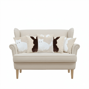 Juego de Fundas de Almohada Decorativas con Siluetas de Animales SOGA de 45 cm, 6 Piezas, Almohadas Decorativas Blancas con Diseño de Conejito y Gato - Product Image 2