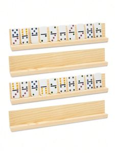 Support de rangement en bois pour dominos, plateau porte-pièces naturel pour jeux de société Mexican Train et Mahjong – Vente chaude - Product Image 1