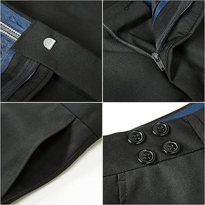 Traje de Negocios para Hombre, Estilo Británico, Negro, de Viscosa/Poliéster, Cuello de Solapa, Antiarrugas, Ropa Formal - Product Image 3