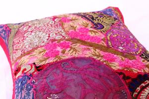 Boho Chic Kutch Patchwork Throw Pillow Vintage indio textil bordado Floral funda de cojín 100% algodón personalizable hogar - Product Image 5