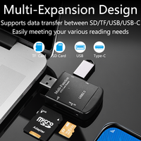 Lector de Tarjetas SD/TF 4 en 1 Multifunción USB 2.0, Externo, de Aleación de Aluminio, para Drones, Móviles, Cámaras de Acción, Computadoras Portátiles y PC