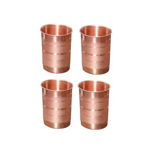 Gobelet en cuivre avec bande gravée de feuilles, verre à boisson traditionnel pour l'eau, les jus, la restauration et l'hôtellerie, vente en gros - Product Image 3