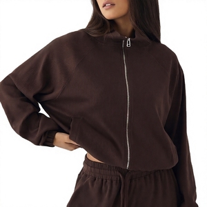 Heavyweight 400GSM Full Zip Up Women <b>Hoodie</b> 100 Percent Cotton Thick Winter Wear Plus Size Breathable Blank Hoodies - Product Image 4