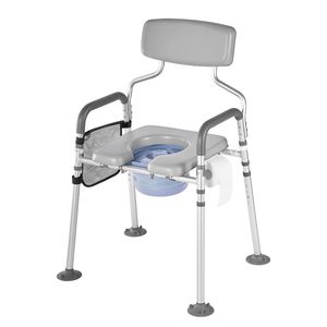 Sedia Comoda da Comodino 4-in-1 Portatile con Capacità di 227 kg, Sedile Rialzato per WC, Schienale Leggero Imbottito Rimovibile - Product Image 6