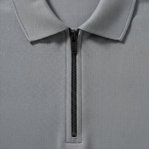 Polo de Manga Corta para Hombre de Calidad Lujosa, Cierre de Cremallera, Secado Rápido, Tejido de Punto, Color Sólido, Estilo Casual, Corte Regular - Product Image 2