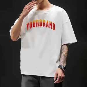 New Arrived 100% Cotton <b>Hip</b> Hop Men's Summer Casual T-Shirt Drop Shoulder Custom Printed Logo Loose Fit Comfortable Quick Dry - Product Image 1