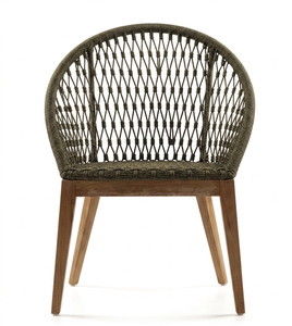 Chaise de salle à manger d'extérieur moderne en corde tressée, fauteuil en bois de teck massif pour jardin, patio, restaurant, hôtel, café - Vente en gros de mobilier - Product Image 3