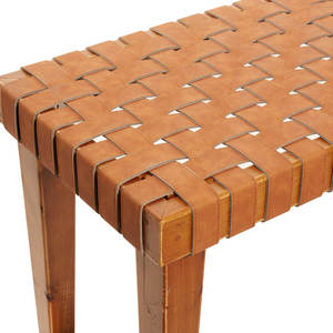 Brown <b>Wood</b> Woven <b>Bench</b> Elegant Living Room Chair - Product Image 5