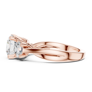 Anillo de Compromiso de Tres Piedras con Diamante Moissanite de Corte Redondo, Eslabón Pavé, Chapado en Oro Rosa sobre Plata, Joyería para Mujer - Product Image 2