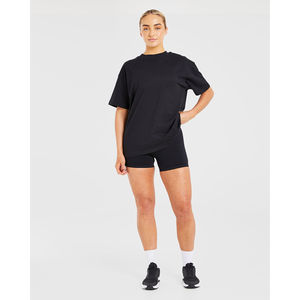 T-shirt noir oversize de qualité supérieure pour femme, manches courtes, super doux, léger, coupe décontractée, idéal pour la gym, le yoga et l'entraînement - Product Image 4