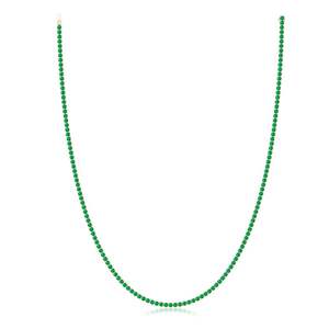14k Gold Natural 18.6Ctw Green <b>Emerald</b> Precious Gemstone Tennis Chain Necklace Minimalist 3mm Round Stone Luxury Tennis Necklace - Product Image 3