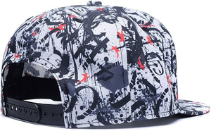 Casquette Snapback à effet de peinture noire éclaboussée, 6 panneaux, en coton, ajustée, unisexe, style streetwear, décontractée - Product Image 4