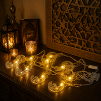 Guirlande lumineuse créative en forme de mosquée et de croissant de lune 3D |   Décorations pour la fête islamique de l'Eid |   Lueur douce et chaleureuse pour la chambre à coucher, le salon, le balcon