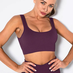 Navy Blue 3-Piece Yoga Set Racerback Square Neck Crop <b>Top</b> High Waist Full-Length Leggings Seamless Spandex/Nylon Breathable - Product Image 2