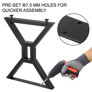 Pieds de table à manger en fer noir antirouille de 28 pouces creux en forme de X 2 pièces Capacité de charge de 440 lb Finition de vernis de cuisson pour le café de bricolage - Product Image 6