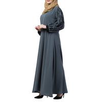 Özel Tasarım Günlük Nefes Alabilen Polyester Yerlere Kadar Uzun Bol Kesim Abaya 2025 Müslüman Tesettür Elbise İslami Giyim Açık İşlemeli Müslüman