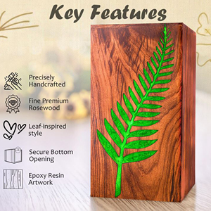 High-End Wooden Cremation Urn for Families Wooden Funeral Urn with Nature Design by AYAANS - Product Image 5