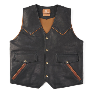 <b>Men's</b> Genuine <b>Leather</b> <b>Vest</b> Wholesale Adults ODM Custom Motorcycle Biker Sleeveless Jacket Vintage Premium Casual Outerwear 2026 - Product Image 1