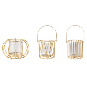 Nouveau porte-bougie décoratif en fer et verre, finition noire, pour la décoration de la maison et de mariage, forme ronde. - Product Image 3