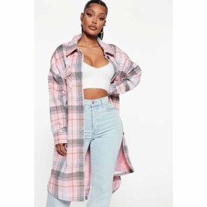 Veste chemise à carreaux à manches longues pour femmes grandes tailles, automne-hiver, décontractée, boutonnée, surdimensionnée, manteau long, vêtement d'extérieur - Product Image 6