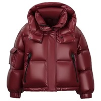 Blouson matelassé à capuche pour homme, manteau d'hiver épais en PU, couleur unie, fermeture éclair, coupe courte et ample, imperméable