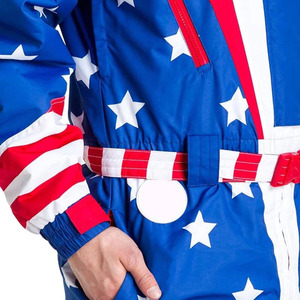 Combinaison de ski unisexe personnalisée, imperméable, coupe-vent, imprimé étoiles et rayures, combinaison de snowboard avec capuche - Product Image 6