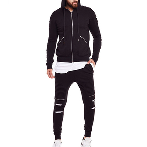 100% Cotton Regular Fit <b>Men</b> Plain Dyed 2 1 Design Hooded Drawstring Closure Heavyweight Tracksuit Set Wholesale High Quality Low - Product Image 3