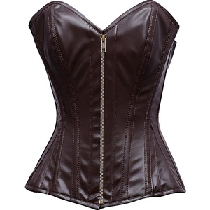 KEVEN High Quality Brown Color New Style Women Sexy Leather Corset Eco-Friendly Breathable Plus Size Custom Logo Available USA - Product Image 1