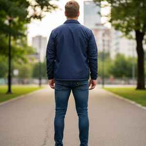 Veste coupe-vent légère pour homme Jack and Jill, bleu marine, boutons-pression, style streetwear décontracté - Product Image 4