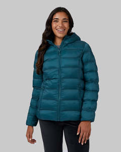 Blouson matelassé unisexe à capuche bleu sarcelle, respirant, coupe-vent, avec fermeture éclair, décontracté, hiver, coupe ajustée, couleur unie, polyester polaire - Product Image 6
