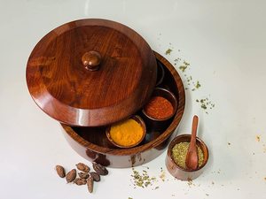 Customization Luxury Unique Design Wood <b>Antique</b> Wooden Compartment Presentation Spice Stockpile Box Dishwasher <b>Safe</b> Eco-Friendly - Product Image 4