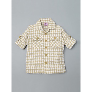 Chemise en coton décontractée pour garçons à carreaux beiges et blancs - Product Image 1