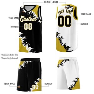 Uniforme de Baloncesto Deportivo Profesional, Personalizable con Logotipo, Cuello en V, Tallas Grandes, 100% Poliéster, Secado Rápido, Transpirable, Unisex - Product Image 2