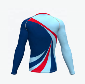 เสื้อแรชการ์ดแขนยาวผู้ชาย พิมพ์ลายแบบซับลิเมชั่น แห้งเร็ว ผ้ายืดสแปนเด็กซ์ โพลีเอสเตอร์ สีน้ำเงิน แดง ฟ้าอ่อน - Product Image 2