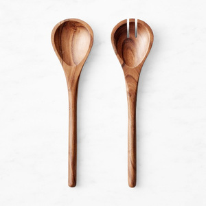Ensemble de cuillères de service en bois d'acacia de haute qualité, couverts 2027, ensemble fourchette et cuillère à salade, ensemble de serveurs à salade à long manche - Product Image 4