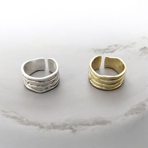 Modern Geometric Brass <b>Rings</b> Gold Plated <b>Plain</b> Band Unisex Daily Wear Jewelry - Product Image 1