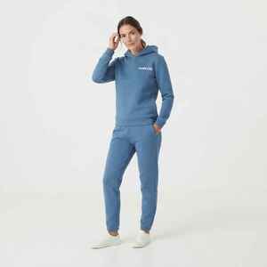 Conjunto Deportivo de 2 Piezas para Mujer, con Capucha, de Forro Polar Azul, Estilo Casual, Largo, Color Sólido, Corte Regular, con Bolsillo - Product Image 1