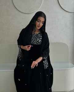 AWAIS HOUSE Dubai Muslim Islamic Rich Velvet Sequined Lightweight Party <b>Kaftan</b> Abaya Jubbah Womens Fashion Floor Length <b>Plus</b> - Product Image 2