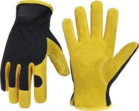 Gants de travail de jardin en cuir jaune, résistants aux coupures, ambidextres, avec manchette à enfiler, équipement de protection