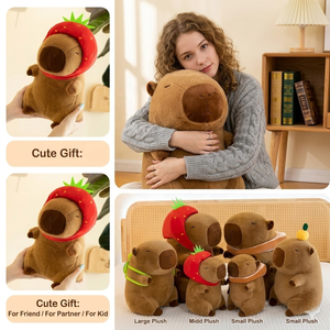 Aika Capybara Mignon avec Harnais de Poisson Rouge, Animaux en Peluche Créatifs, Cadeau Amusant et Doux - Product Image 5