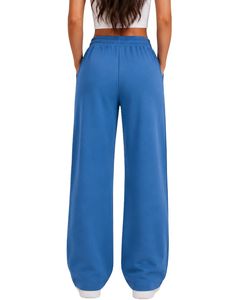 Manufacturer Custom Women Royal Blue Wide Leg Sweatpants High Waist Loose Fit Lounge Jogger Pants Casual Streetwear Daily Wear - Product Image 2