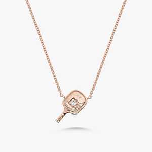 Custom Pickleball Mini Paddle Necklace 14K 18K <b>Solid</b> <b>Gold</b> Round Lab Diamond Dainty Delicate Layering Sport <b>Pendant</b> Factory Price - Product Image 5