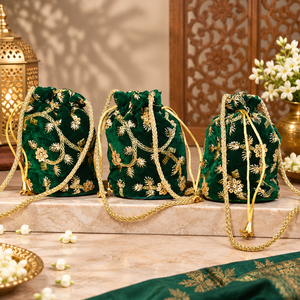 Nouveauté : Sacs Potli en Velours Brodés à la Main avec Paillettes, Sacs à Main Ethniques pour Femmes, Sacs à Cordon, Cadeaux de Mariage - Product Image 1