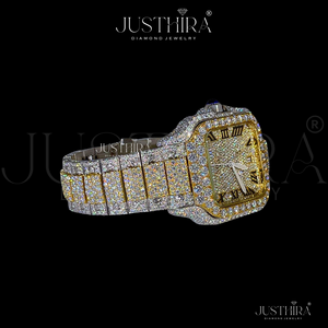 Reloj de Pulsera de Lujo para Hombre, Cuadrado, Clásico, de Acero Inoxidable, con Diamantes, Esfera con Números Romanos, Movimiento ETA, Detalles en Oro - Product Image 4