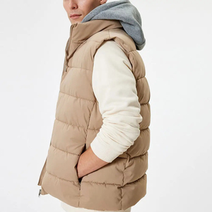 Chaleco Acolchado para Hombre, Color Marrón, Cuello Alto, Transpirable, Resistente al Viento, Informal, para Verano, con Cierre de Cremallera, Color Sólido - Product Image 6