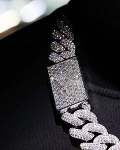 Cadena Cubana VVS1 Moissanite de Plata Esterlina 925 con Detalles en Oro Blanco de 14K, Hecha a Mano, Cadena Cubana para Hombre, Estilo Hip Hop - Product Image 4