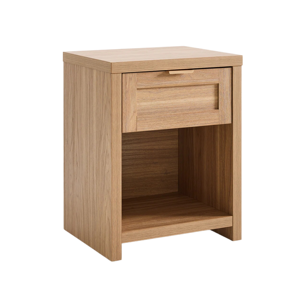 Modern Round Wooden Nightstand with Double Drawer, Curved Bedside Table Solid Wood Storage Cabinet for Bedroom Furniture - Product Image 1