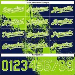 Camiseta Personalizada de Béisbol y Sóftbol Verde Neón Azul Marino con Diseño de Cuello en V, Dos Botones y Patrón 3D - Product Image 2